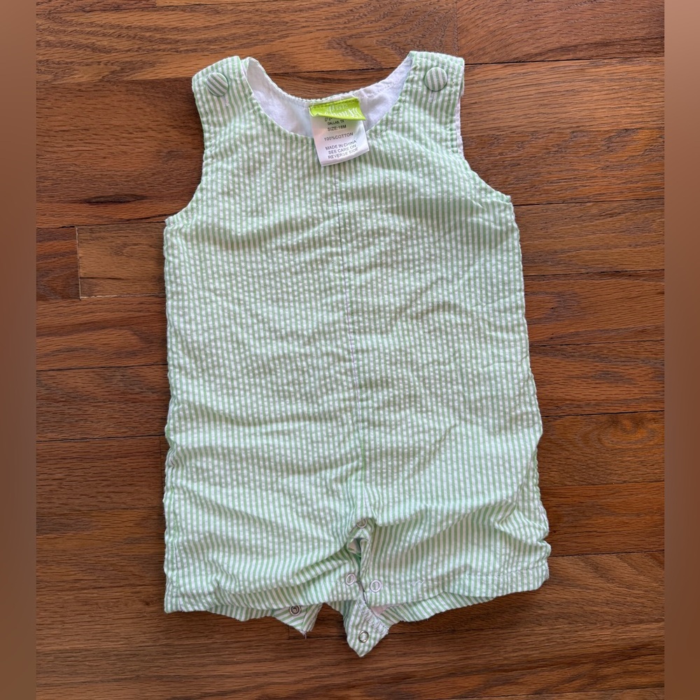 Green Striped Kids One Piece, searsucker, 18m